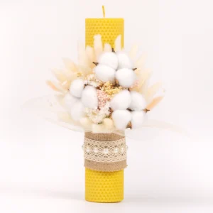 Lumânare cununie / botez din ceară de albine naturală decorată