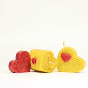 Set 3 Lumânări Decorative Inimă – Modele Diferite